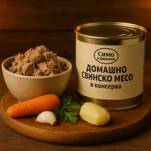 Mесо в консерва- телешко и свинско